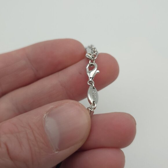 16+2 Inch Sterling Silver & Rubber Cubic Zirconia Fossil Necklace A1228 - Picture 6 of 8